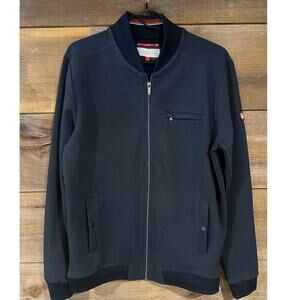 Benson & Cherry European Cotton‎ Bomber Jacket Sweater Mens Size L Dark Blue